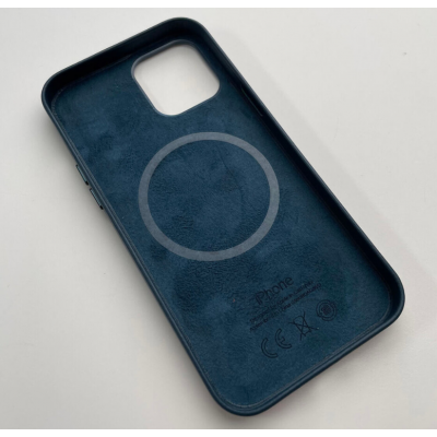 Кожаный чехол Leather Case (AAA) with MagSafe для Apple iPhone 12 Pro Max (Baltic Blue)