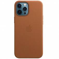 Кожаный чехол Leather Case (AAA) with MagSafe для Apple iPhone 12 Pro Max (Saddle Brown)