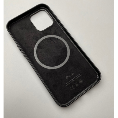 Шкіряний чохол Leather Case (AAA) with MagSafe для iPhone 12 Pro Max (Black)