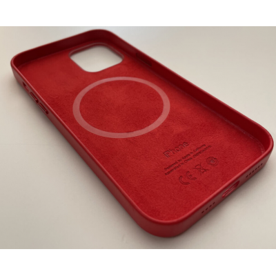 Кожаный чехол Leather Case (AAA) with MagSafe для Apple iPhone 12 Pro Max (Red)