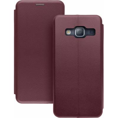 Чехол книжка кожаный Samsung Galaxy J3 2016 (Бордовый)