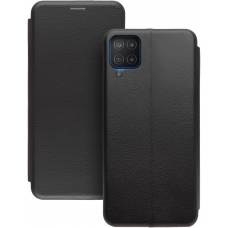 Чехол книжка кожаный Samsung Galaxy A12 (Черный)