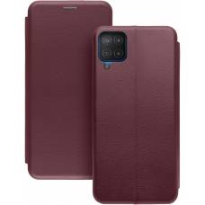 Чехол книжка кожаный Samsung Galaxy A12 (Бордовый)