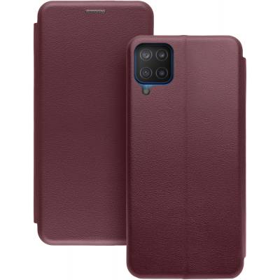 Чехол книжка кожаный Samsung Galaxy A12 (Бордовый)