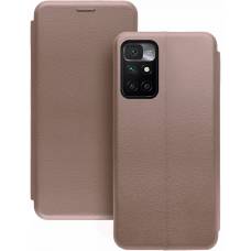 Чехол книжка кожаный Xiaomi Redmi 10 (Розовое золото)