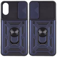 Чехол ударопрочный Serge Ring Camshield Samsung Galaxy A03 Core (Синий)