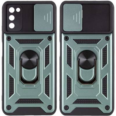 Чехол ударопрочный Serge Ring Camshield Samsung Galaxy A03s (Зеленый)