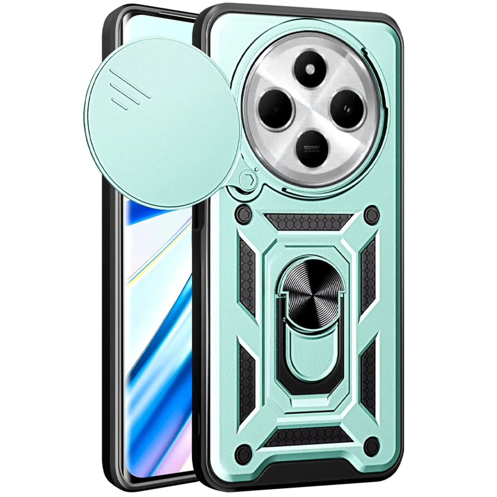Чехол ударопрочный Serge Ring Camshield Xiaomi Poco C75 (Зеленый)