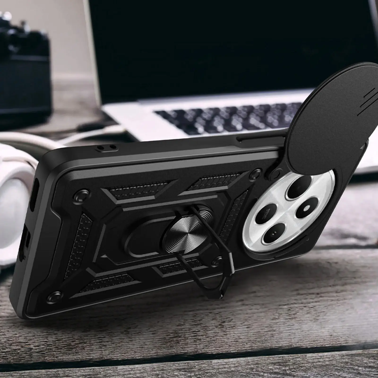 Чехол ударопрочный Serge Ring Camshield Xiaomi Redmi 14С (Черный) Чехол ударопрочный Serge Ring Camshield Xiaomi Redmi 14С (Черный)